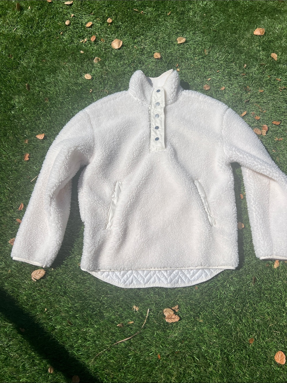 Athleta Cream Sherpa Pullover Hoodie size XS